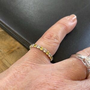 Yellow and Clear Zirconia eternity ring size 6.75